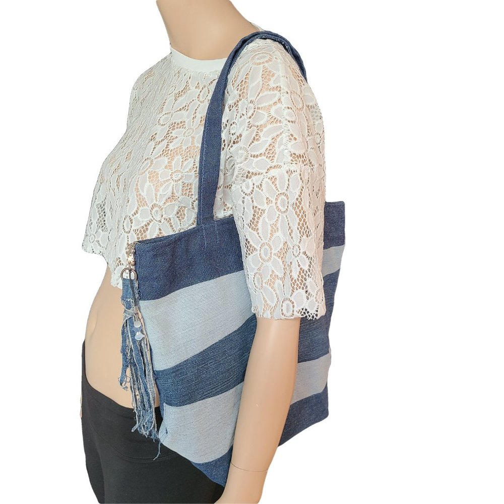 Two Tone Denim Boho Purse